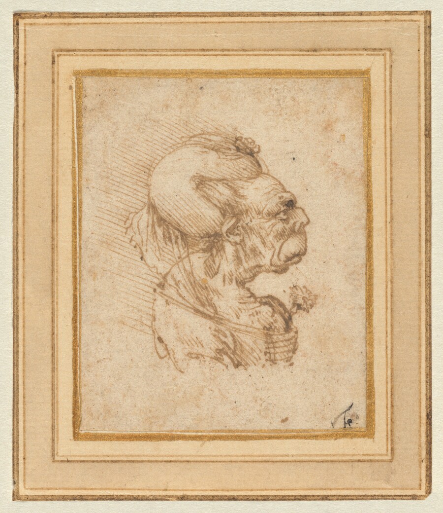 Leonardo da Vinci, Grotesque Head of an Old Woman, 1489/1490