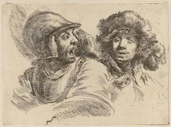 Frightened Soldier and Man with Fur Cap