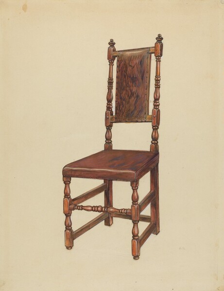 Cromwellian Leather Side Chair