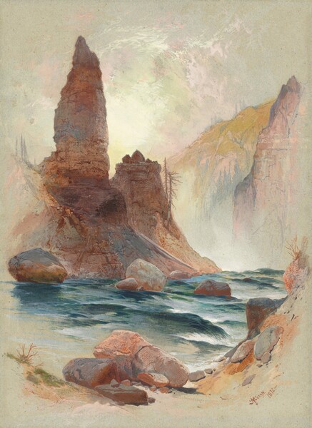 <p>Thomas Moran, Tower at Tower Falls, Yellowstone, 1872