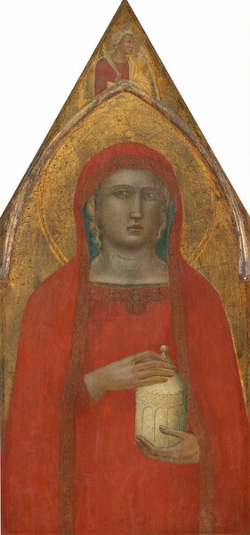Saint Mary Magdalene, with an Angel [left panel]