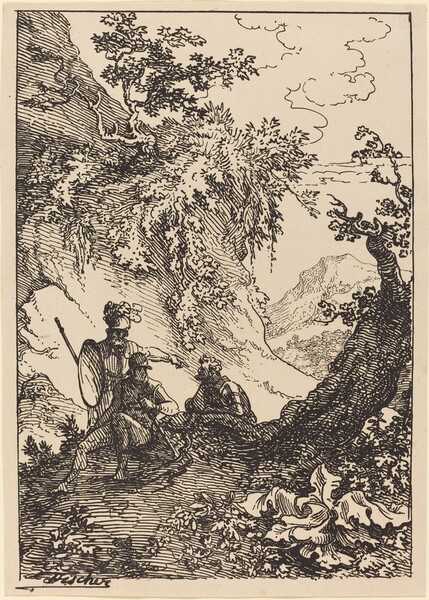 Landscape with Men in Armor, Tree Stump