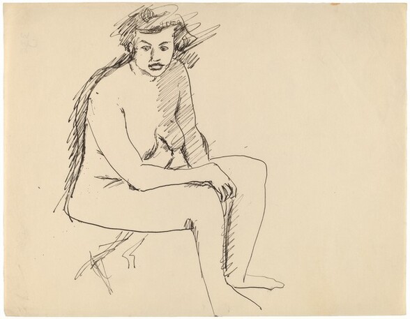 Nude Seated on Folding Stool, Turned to the Right