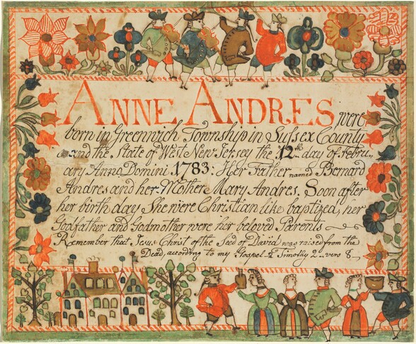 Birth and Baptismal Certificate of Anne Andres