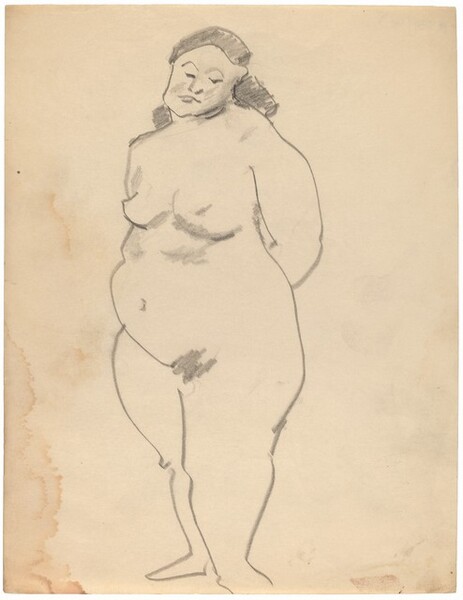Large Standing Nude, Face Turned to Viewer, Arms Behind