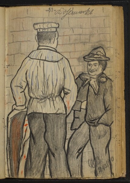 Two Men Conversing at a Wall