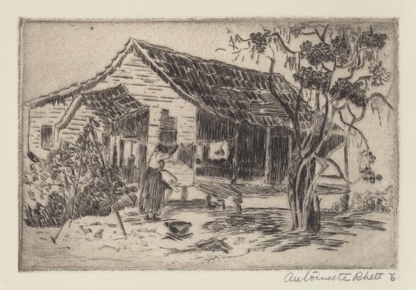 Untitled (Shack in Southern Landscape With Woman Hanging Clothes)