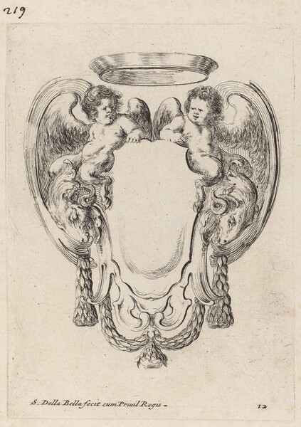 Cartouche with Rams and Infant Satyrs