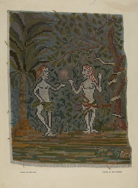 Adam & Eve Embroidered Picture