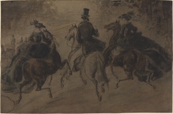 Cavalier and Two Ladies on Horseback