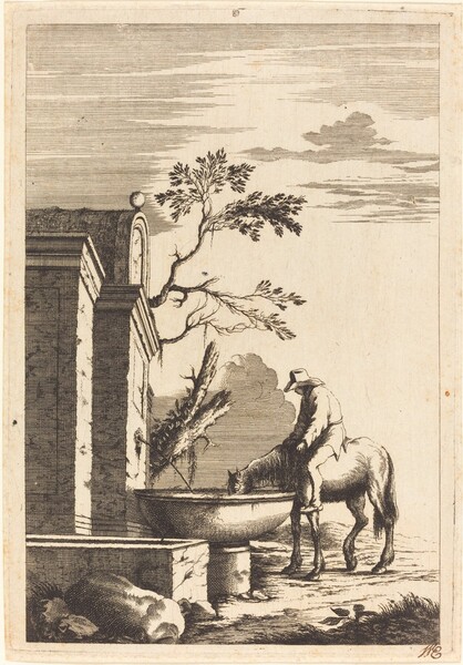 Horse and Rider at a Fountain