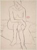 Untitled [front view of a female nude seated on a bed] [recto]