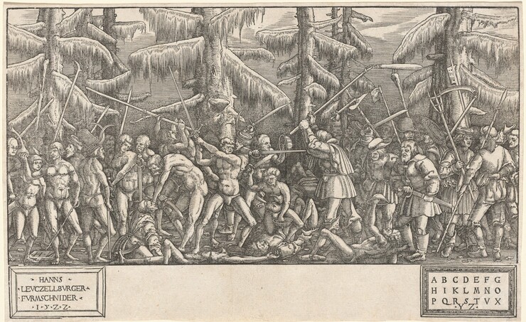 Hans Lützelburger, after Master NH, Battle of Naked Men and Peasants, 1522