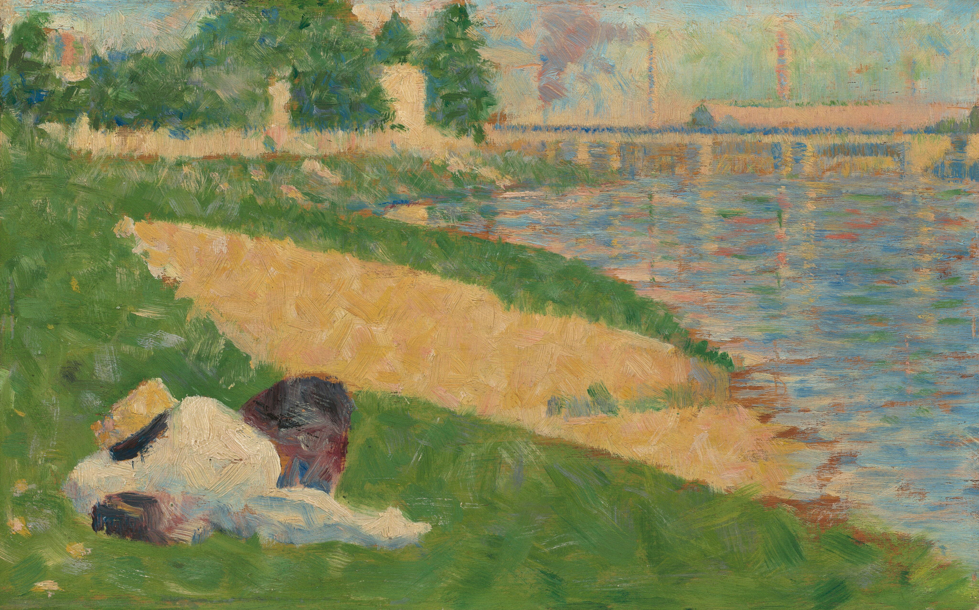 The Seine With Clothing On The Bank Study For Bathers At Asnières