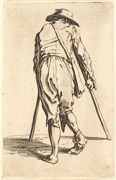 Beggar with Crutches and Hat, Back View