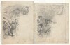 Chef Tossing Pancakes and Group of Four Men [verso]