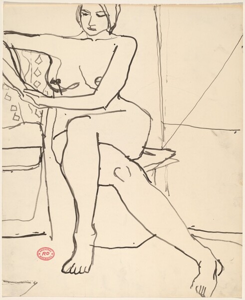 Untitled [seated female nude with legs crossed]