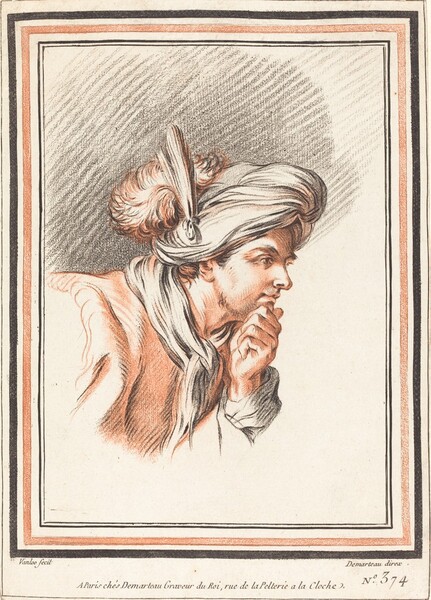 Head of a Man Wearing a Plumed Turban