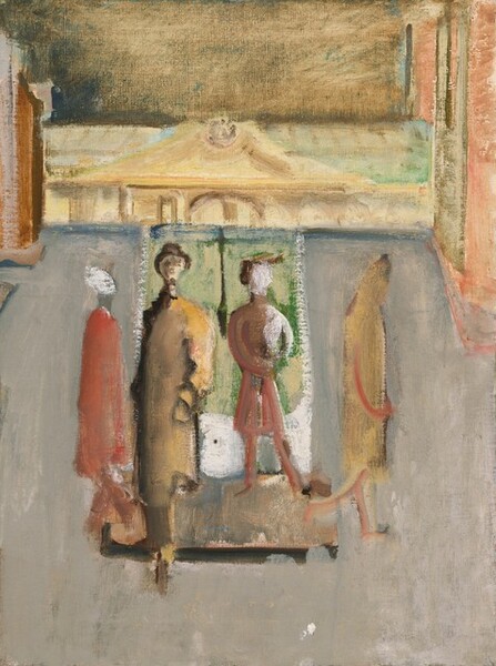 Untitled (four figures in a plaza)
