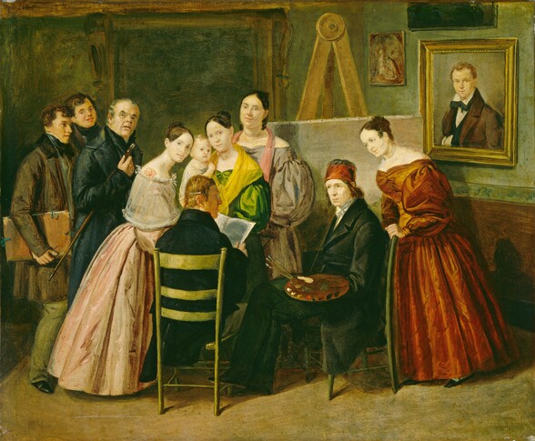 A Painter and Visitors in a Studio