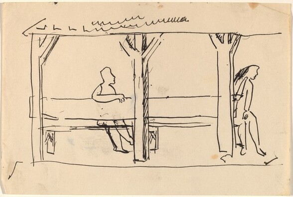 Two Figures under Cover, Outdoors