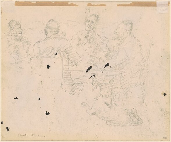 Men Drinking at a Table [verso]