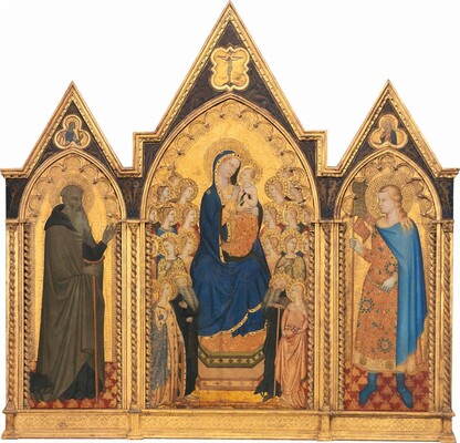 Madonna and Child Enthroned with Saints and Angels, and Saints Anthony Abbot and Venantius [entire triptych]