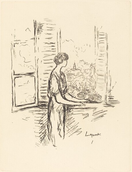Woman Standing by an Open Window