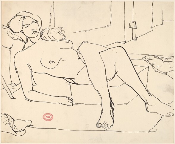 Untitled [reclining female nude with crossed legs]