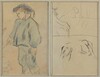 Breton Boy Tending Geese; Cows and a Figure Leaning on a Ledge [verso]
