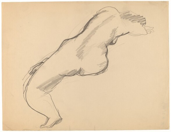 Seated Female Nude Seen from Behind, Leaning Right with Head Resting in Arms