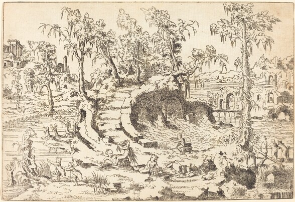 Putti Playing in a Fanciful Landscape