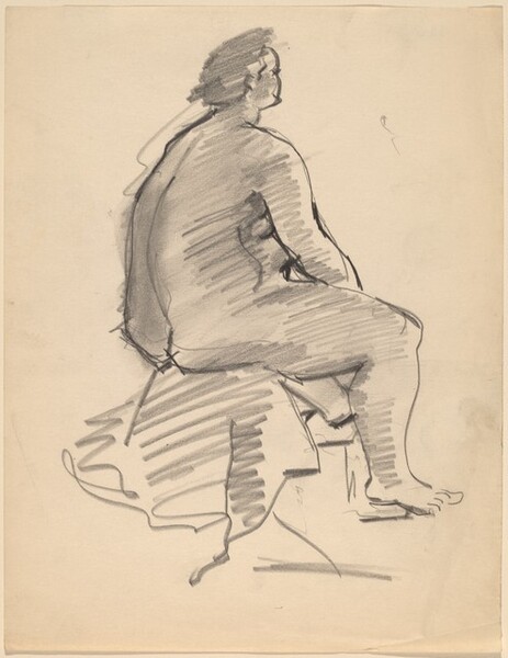 Large Seated Nude, Three-quarter View Facing Right, Seen from Behind