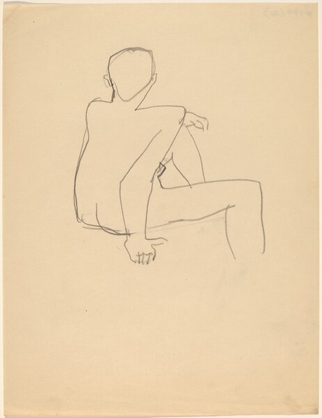 Nude Figure Seen from the Back, Right Arm Supporting Torso