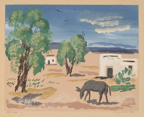 Untitled (Mexican Village, with donkey in foreground)