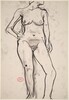 Untitled [standing female nude with right hand on hip] [recto]