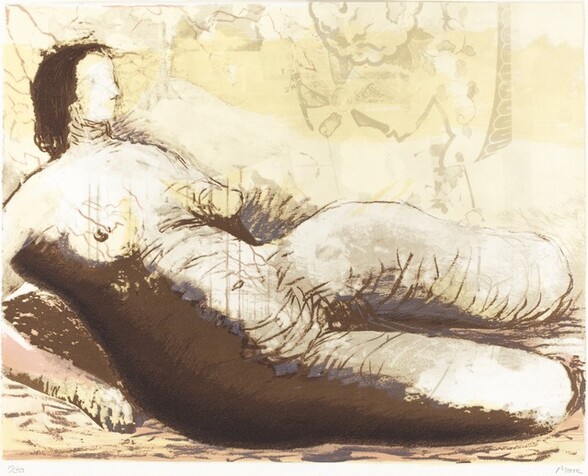 Reclining Woman on Yellow Background