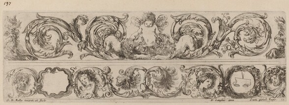Two Ornamental Bands with Cupid and Heads of the Four Seasons