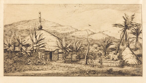 Nouvelle-Calédonie: Grande case indigène sur le chemin de Ballade à Poepo, 1845 (New Caledonia: Large Native Hut on the Road from Balade to Puebo, 1845)