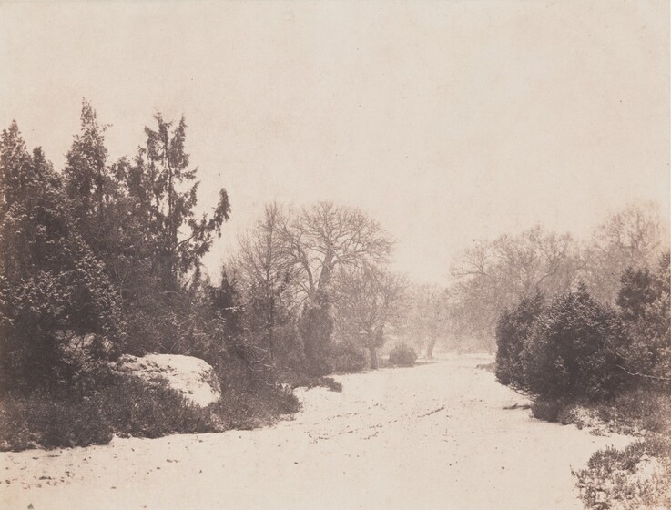 Eugène Cuvelier, Barbizon Roadway in Snow, c. 1860