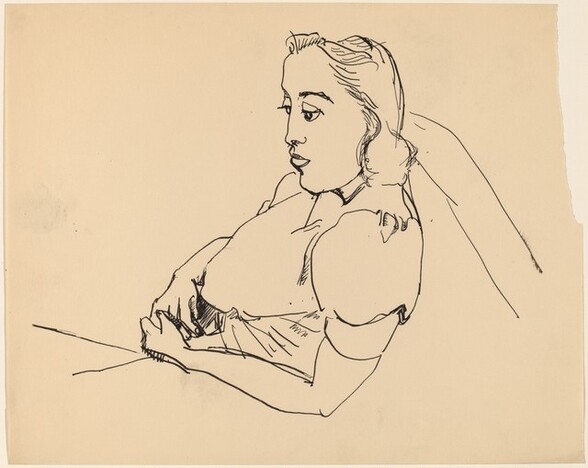 Half-Length Woman Reclining, Looking Right