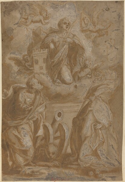 Saint Barbara in Glory with Saints Nicholas and Jerome