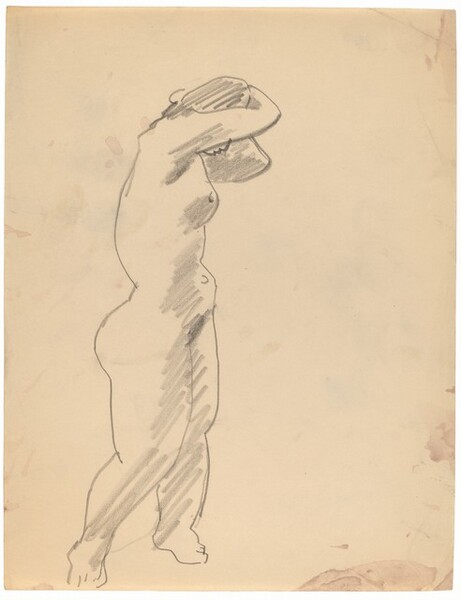 Standing Nude Turned to the Right, Arms Raised to Head