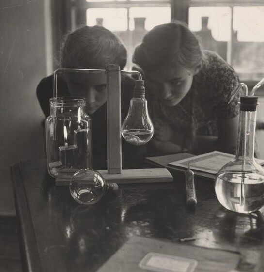 David Seymour (Chim), Improvised Chemistry Lab Experiment, Szeged, Hungary, 1948