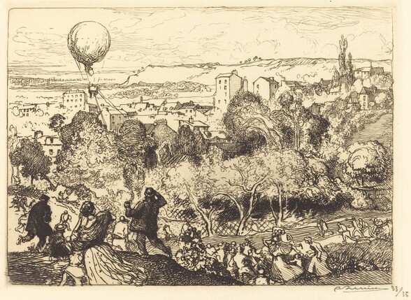The Falling Balloon, in Pre-Saint-Gervais (Lebaloon qui tombe, au Pre-Saint-Gervais)
