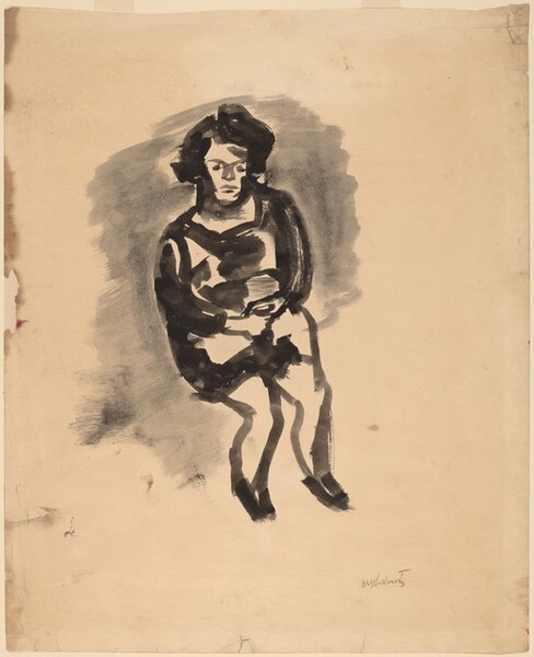 Seated Woman with Hands Folded in Lap