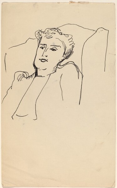 Bust Length Portrait of Woman in Arm Chair