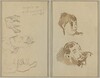 Five Sheep; Head of a Woman and Head of a Bearded Man [recto]