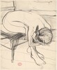 Untitled [seated female nude leaning forward and down] [recto]