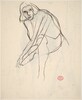 Untitled [seated woman leaning forward and reaching down] [verso]